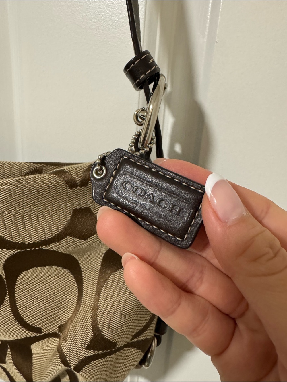 Coach Brown Signature Canvas Shoulder Bag with Dark Brown Strap - Picture 2 of 8
